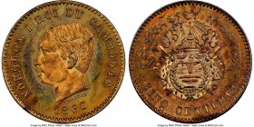 Norodom I bronze Proof Medallic 5 Centimes 1860 PR65 Red and Brown NGC, KM-XM2, Lec-13. An earlier machine-struck emission from Cambodia that is hardl...