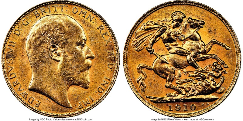 Edward VII gold Sovereign 1910-C MS61 NGC, Ottawa mint, KM14, S-3970. Mintage: 2...