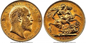 Edward VII gold Sovereign 1910-C MS61 NGC, Ottawa mint, KM14, S-3970. Mintage: 28,014. An elusive issue from this three-year series. AGW 0.2355 oz.
...