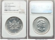 Elizabeth II silver Mint Error - Partial Collar "Maple Leaf" 5 Dollars 2013 MS61 NGC, KM1525. An intriguing mint error struck partially out of its col...