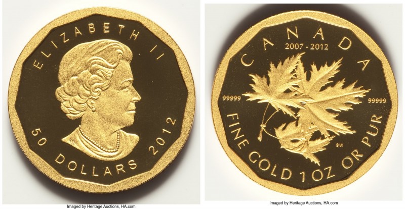 Elizabeth II 5-Piece Uncertified gold "Maple Leaf" Proof Set 2012, Includes the ...