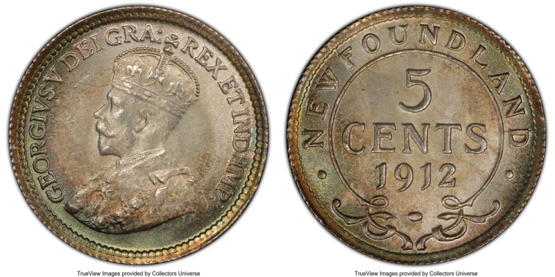 Newfoundland. George V 5 Cents 1912 MS67 PCGS, Ottawa mint, KM22. Delightfully f...