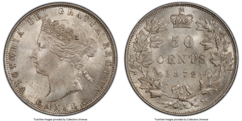 Victoria 50 Cents 1872-H MS63+ PCGS, Heaton mint, KM6. While not situated at the...