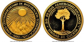 Republic gold Proof Medallic "Economic Integration" 50 Pesos 1970 PR67 Ultra Cameo NGC, KM-X1. From a mintage of 1,500. AGW 0.5787 oz.

HID098012420...