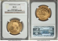 Republic gold 100 Pesos 1932-So MS63 NGC, Santiago mint, KM175. Mintage: 9,315. First year with lowest mintage listed for type. Crisp detail and refle...