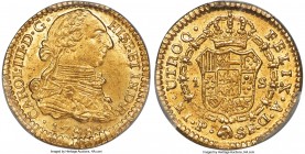 Charles III gold Escudo 1788 P-SF MS63 PCGS, Popayan mint, KM48.2a. An appealing selection of the type that exhibits satiny fields surrounding sharply...