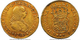 Charles III gold 4 Escudos 1769 PN-J XF40 NGC, Popayan mint, KM37, Restrepo-64.8. An elusive denomination still bearing the portrait of Ferdinand VI, ...