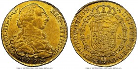 Charles III gold 8 Escudos 1773 NR-VJ AU53 NGC, Nuevo Reino mint, KM50.1. Sold with previous auction tag. Ex. Cayón Subastas (December 2015, Lot 520)...