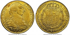 Charles III gold 8 Escudos 1774 NR-VJ XF40 NGC, Nuevo Reino mint, KM50.1. Sold with previous auction tag. Ex. Cayón Subastas (December 2015, Lot 521)...