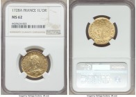 Louis XV gold Louis d'Or 1728-A MS62 NGC, Paris mint, KM489.1. Only the second example of this date-mintmark pairing we have handled, a bit softly str...