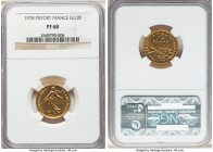 Republic gold Proof Piefort 1/2 Franc 1978 PR68 NGC, Paris mint, KM-P607. From the popular, low-mintage gold piefort set of the same year, with shimme...