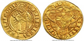 Cologne. Friedrich II von Saarwerden (1371-1414) gold Goldgulden ND (1386) AU58 NGC, Deutz mint, Fr-792, Noss-211 a/b. 3.50gm. +FRIDICS | ΛRЄPS COLn (...