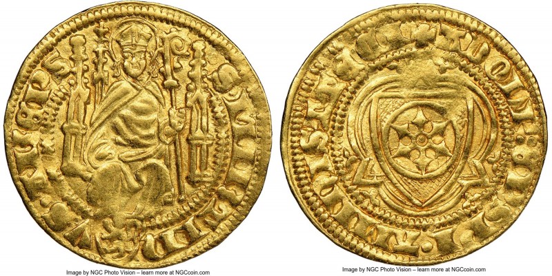 Mainz. Adolf I von Nassau gold Goldgulden ND (1372-1390) AU55 NGC, Bingen mint, ...