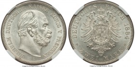 Prussia. Wilhelm I 2 Mark 1884-A MS62 NGC, Berlin mint, KM506. Entirely tone-free and indisputably eye-catching, this second-lowest mintage date in th...