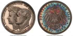 Saxe-Weimar-Eisenach. Wilhelm Ernst Proof 3 Mark 1910-A PR66 Cameo PCGS, Berlin mint, KM221, J-162. Featuring a clear visual allure, accentuated by a ...