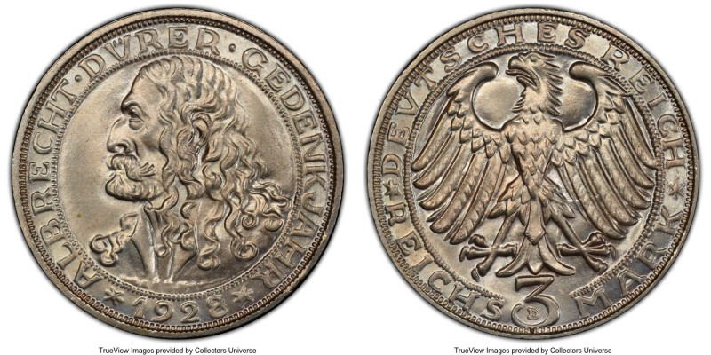 Weimar Republic "Dürer" 3 Mark 1928-D MS66 PCGS, Munich mint, KM58, J-332.

HI...