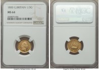 George III gold 1/3 Guinea 1800 MS64 NGC, KM620, S-3738. One of a measly 3 examples of this date in this peak choice grade at NGC and only the second ...
