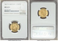 George III gold 1/2 Sovereign 1817 MS63+ NGC, KM673, S-3786. Impressively pristine and free of serious marks in-line with its "plus" designation, and ...