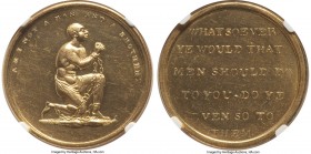 Middlesex. Anti-Slavery Society gilt-copper Penny Token ND (1790s) MS62 Deep Prooflike NGC, D&H-235. Plain edge. A remarkably elusive gilt striking of...