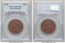 George IV Proof 1/2 Penny 1825 PR65 Red and Brown PCGS, KM692, S-3824, Peck-1432 (VR). A brick red representative of this very difficult Proof date--n...