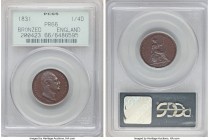 William IV bronzed-copper Proof Farthing 1831 PR66 PCGS, KM705, S-3848. A considerably elusive Proof in this lofty gem quality, the surfaces wells of ...