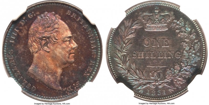 William IV Proof Shilling 1831 PR65 NGC, KM713, S-3835. Plain edge. An absolutel...