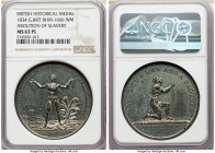 temp. William IV white-metal "Abolition of Slavery" Medal 1834 MS63 Prooflike NGC, BHM-1666var (unlisted in white-metal). 43mm. By J. Davis. Exceeding...