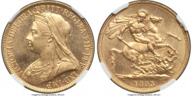 Victoria gold 2 Pounds 1893 MS63 NGC, KM786, S-3873. One of just two 2 Pound piece types produced during Victoria's reign, generally seen as a Proof b...