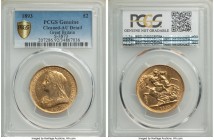 Victoria gold 2 Pounds 1893 AU Details (Cleaned) PCGS, KM786, S-3873. Mintage: 52,000. One year type. AGW 0.4710 oz. 

HID09801242017

© 2020 Heri...