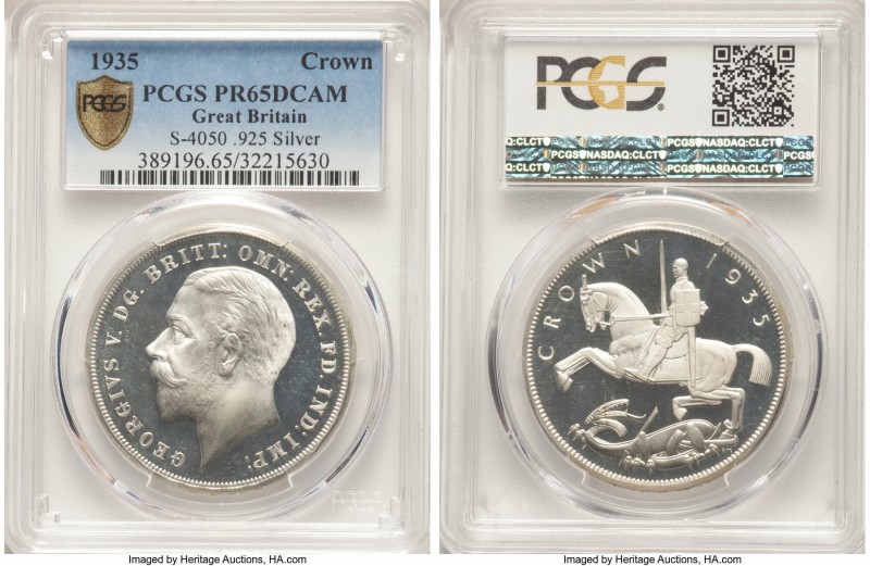 George V Proof Crown 1935 PR65 Deep Cameo PCGS, KM842, S-4050. Raised edge lette...