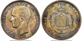 George I Drachma 1868-A MS64 NGC, Paris mint, KM38. A premium example of this first-year issue, very rare in such fine quality and imbued with a satin...