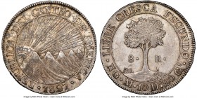 Central American Republic 8 Reales 1827 NG-M MS61 NGC, Nueva Guatemala mint, KM4. A wholesome example of this popular type, exhibiting a typical weakn...