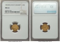 Central American Republic gold 1/2 Escudo 1824 NG-M MS61 NGC, Nueva Guatemala mint, KM5. Uncommon condition for this first-year-of-issue, very express...