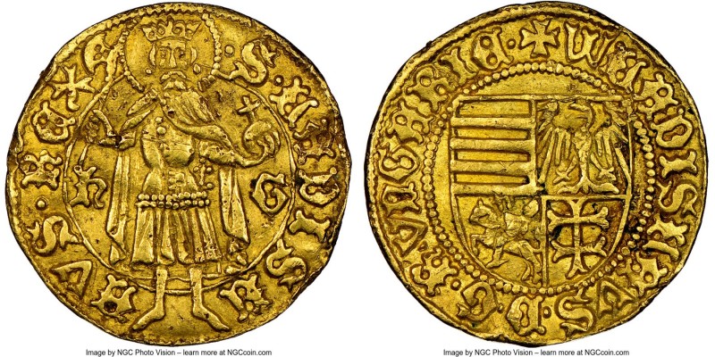 Wladislaus I (1440-1444) gold Goldgulden ND (1443) AU55 NGC, Nagyszeben mint, Fr...