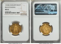 Maria Theresa gold Ducat 1765-KB MS62 NGC, Kremnitz mint, KM329.2. A premier level of certification for the type, with only two graded a point finer a...
