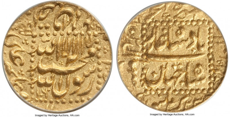 Mughal Empire. Shah Jahan gold Mohur AH 1060 Year 23 (1650/1651) MS62 ANACS, Bur...