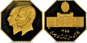 Muhammad Reza Pahlavi gold Proof Octagonal "Bank Melli Jubilee" Medal SH 1355 (1976) PR66 Ultra Cameo NGC, 40mm. 39.53gm. AGW 1.14 oz. 

HID09801242...