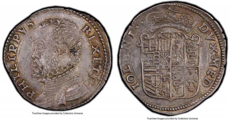 Milan. Philip II of Spain 20 Soldi ND (1556-1558) MS62 PCGS, MIR-320/2 (RR). Not...