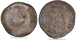 Milan. Philip II of Spain 20 Soldi ND (1556-1558) MS62 PCGS, MIR-320/2 (RR). Notably elusive both as a type and in Mint State, both the peripheral and...