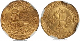 Naples & Sicily. Charles V gold Scudo d'Oro ND (1519-1556) MS62 NGC, Naples mint, Fr-835, cf. MIR-132 (unlisted with K in angles, different reverse le...