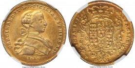 Naples & Sicily. Ferdinand IV gold 6 Ducati 1762/1 IA-CC/R AU58 NGC, Naples mint, KM167, Fr-846. Lustrous, the surfaces endowed with a deep tangerine ...