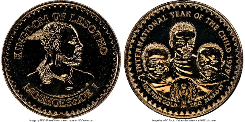 Moshoeshoe II gold "Year of the Child" 250 Maloti 1979 MS68 NGC, KM26. Mintage: ...