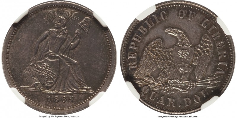 Republic silver Proof Pattern 25 Cents 1865 PR62 NGC, Birmingham mint, KM-Pn9, F...