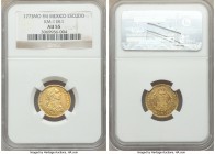 Charles III gold Escudo 1773 Mo-FM AU55 NGC, Mexico City mint, KM118.1. A premium example of this seldom-seen date, scarce so fine and with an appeali...