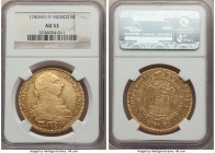 Charles III gold 8 Escudos 1780 Mo-FF AU53 NGC, Mexico City mint, KM156.2. A bright example with nearly Prooflike elements in the fields. AGW 0.7841 o...