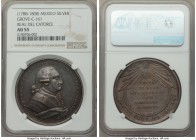 Charles IV silver "Real de Catorce" Proclamation Medal ND (1788-1808) AU55 NGC, Grove-C-161. 41mm. By G.A. Gil. A handsome and seemingly quite rare pr...