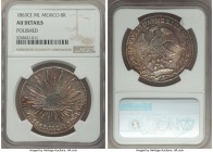 Republic 8 Reales 1863 Ce-ML AU Details (Polished) NGC, Real de Catorce mint, KM377.1, DP-Ce01. Solidly struck with minimal weakness and sound definit...