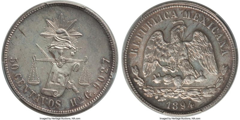 Republic 50 Centavos 1894 Ho-G MS63 PCGS, Hermosillo mint, KM407.5. The highest ...