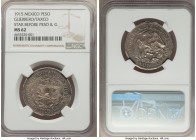 Guerrero-Taxco. Revolutionary Peso 1915 MS62 NGC, KM672. Variety with star before UN PESO and letter G. A very handsome representative that appears qu...