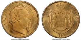 Charles III gold 100 Francs 1882-A MS62 PCGS, Paris mint, KM99. Mintage: 5,000. Lowest mintage of three year type. Conservatively graded. AGW 0.9334 o...